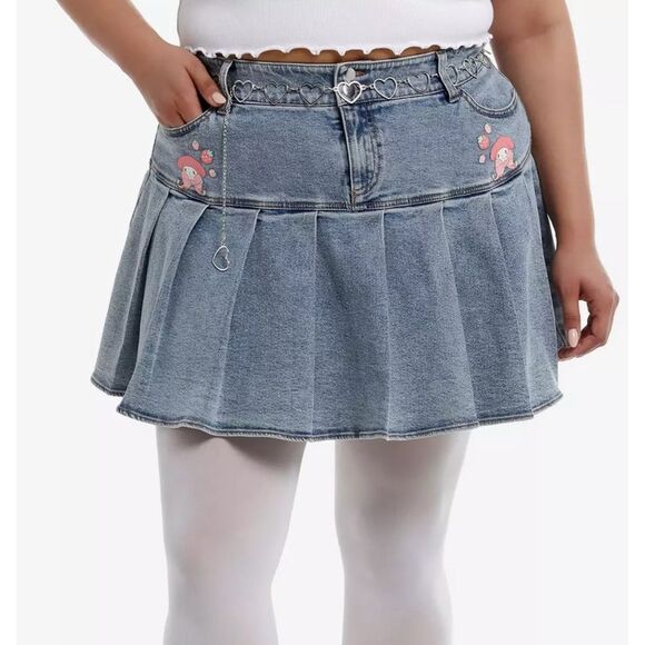 Sanrio My Melody Heart Chain Belt Denim Skirt Plus Size  2 Nwt - Picture 1 of 8